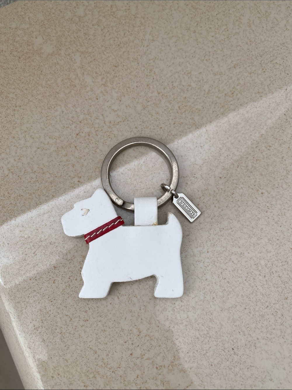 Coach leather keychain white westie dog
